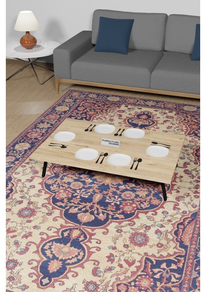 60 x 90 Cm Yer Sofrası Katlanır Ayaklı Portatif Yemek Hamur Açma Masası Atlantik Çam