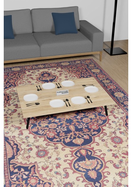 60 x 90 Cm Yer Sofrası Katlanır Ayaklı Portatif Yemek Hamur Açma Masası Atlantik Çam