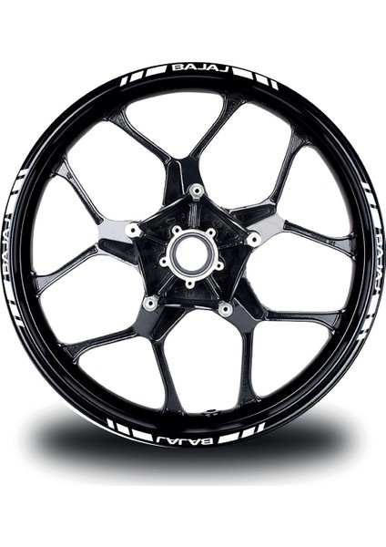 Bajaj Yazılı Kısa Dış Şerit 16'lı Tek Renk Jant Sticker Modeli
