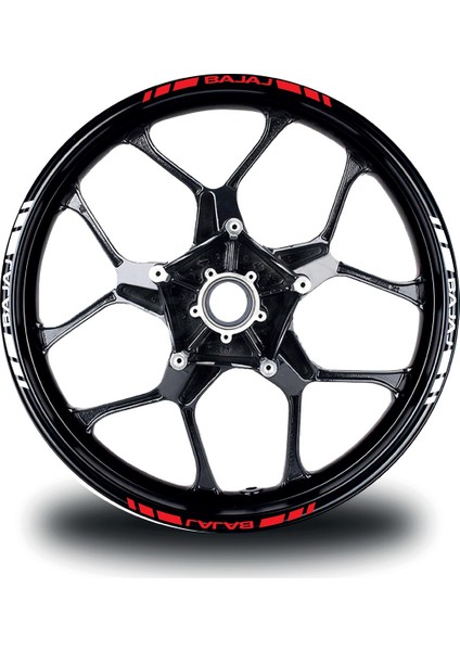 Bajaj Yazılı Kısa Dış Şerit 16'lı Çift Renk Jant Sticker Modeli