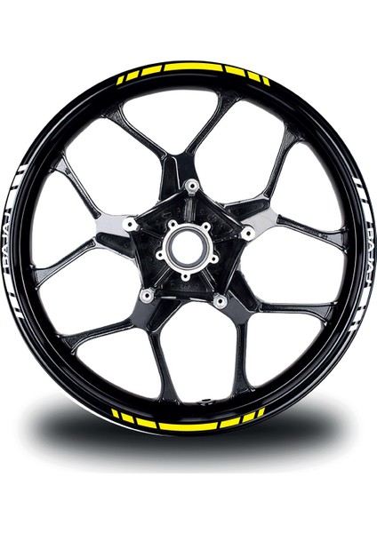 Bajaj Yazılı Kısa Yazısız Kısa Dış Şerit 16'lı Çift Renk Jant Sticker Modeli