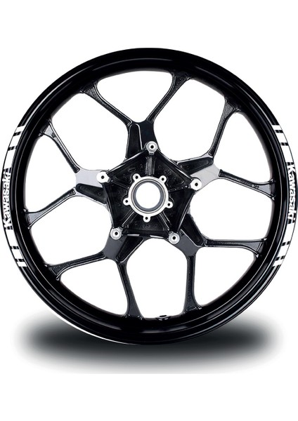 Kawasakı Yazılı Kısa Dış Şerit 8'li Jant Sticker Modeli