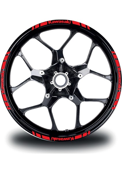 Kawasakı Yazılı Kısa Dış Şerit 16'lı Tek Renk Jant Sticker Modeli modelleri