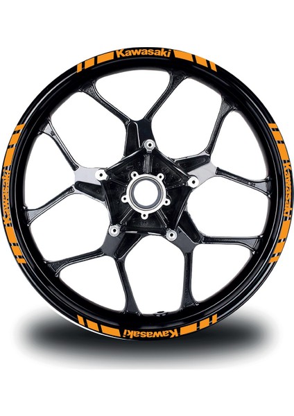 Kawasakı Yazılı Kısa Dış Şerit 16'lı Tek Renk Jant Sticker Modeli