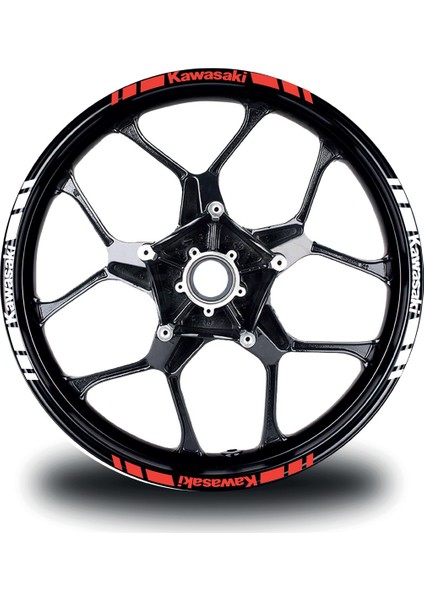 Kawasakı Yazılı Kısa Dış Şerit 16'lı Çift Renk Jant Sticker Modeli