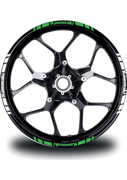 Kawasakı Yazılı Kısa Dış Şerit 16'lı Çift Renk Jant Sticker Modeli fiyatları