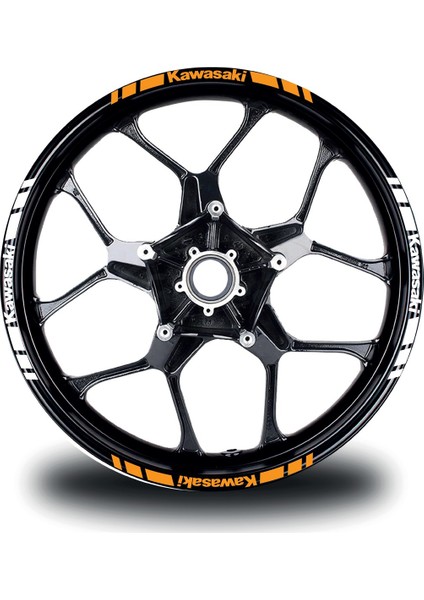 Kawasakı Yazılı Kısa Dış Şerit 16'lı Çift Renk Jant Sticker Modeli modelleri
