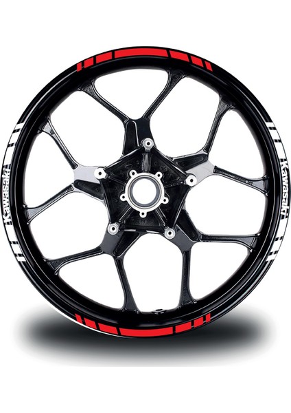 Kawasakı Yazılı Kısa Yazısız Kısa Dış Şerit 16'lı Çift Renk Jant Sticker Modeli