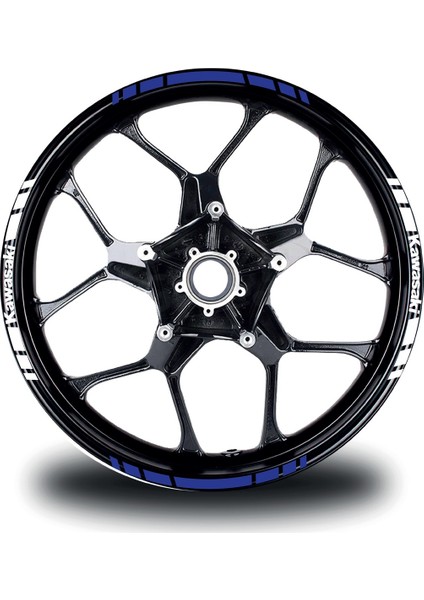 Kawasakı Yazılı Kısa Yazısız Kısa Dış Şerit 16'lı Çift Renk Jant Sticker Modeli