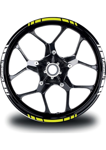 Kawasakı Yazılı Kısa Yazısız Kısa Dış Şerit 16'lı Çift Renk Jant Sticker Modeli indirimleri