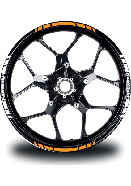 Kawasakı Yazılı Kısa Yazısız Kısa Dış Şerit 16'lı Çift Renk Jant Sticker Modeli