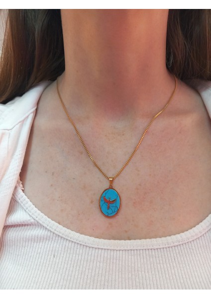 Melek Detaylı Paslanmaz Çelik Kolye