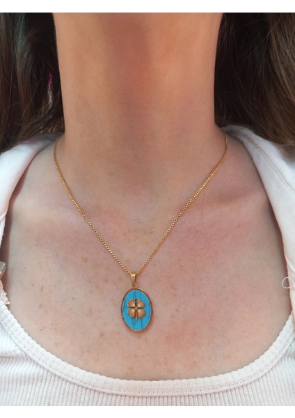 Yonca Detaylı Paslanmaz Çelik Kolye