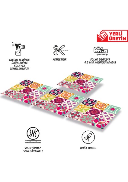 Kendinden Yapışkanlı Colorful Desenli Pvc Karo 30X30 cm (11 Adet) 1m2