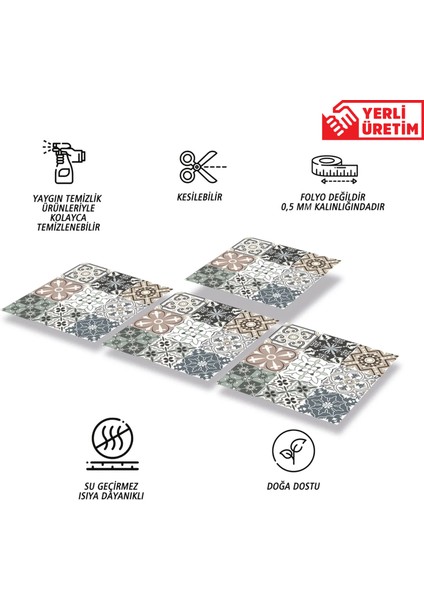 Kendinden Yapışkanlı Kimono Desenli Pvc Karo 30X30 cm (11 Adet) 1m2