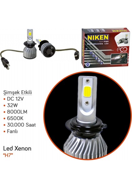 H7 LED Xenon Eco Serisi 32W/8000LM/6500K