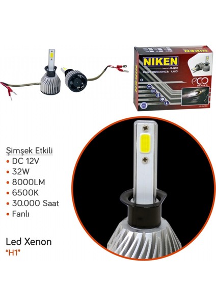 H1 LED Xenon Eco Serisi 32W/8000LM/6500K