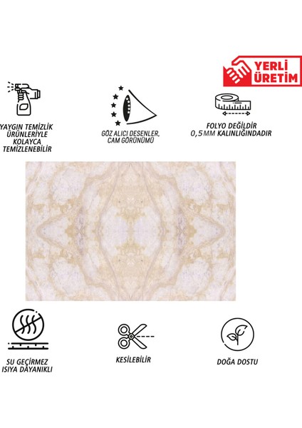 Kendinden Yapışkanlı Bej Mermer Desenli Pvc Panel 41x62 Cm 4 Adet 1 M²
