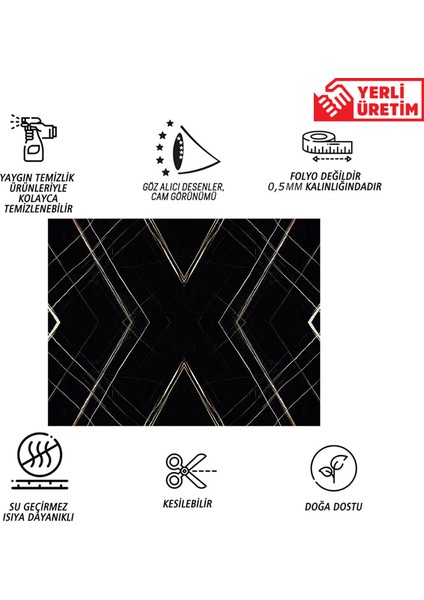 Kendinden Yapışkanlı Siyah Desenli Pvc Panel 41x62 Cm 4 Adet 1 M²
