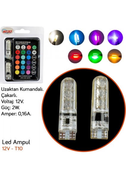 12V T10 Ampul LED Çakarlı Kumandalı BR0400241