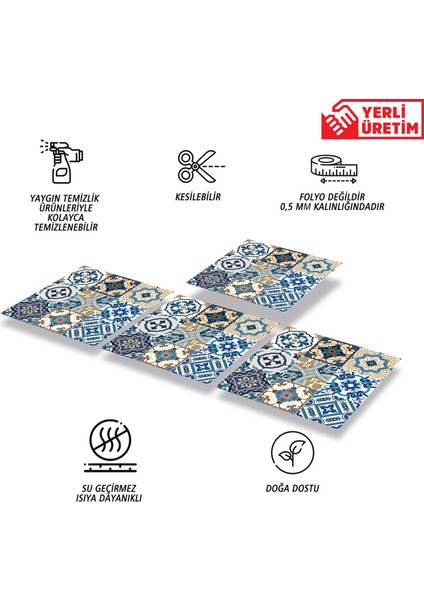 Kendinden Yapışkanlı Etnik Karo Desenli Pvc Karo 30x30 cm 11 Adet 1m2