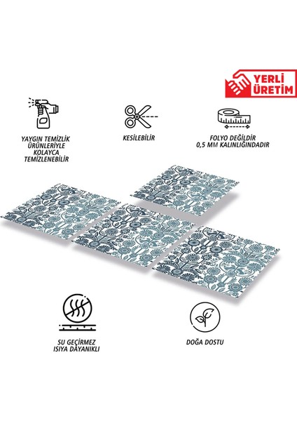 Kendinden Yapışkanlı Mavi Kuş Desenli Pvc Karo 30x30 cm 11 Adet 1m2