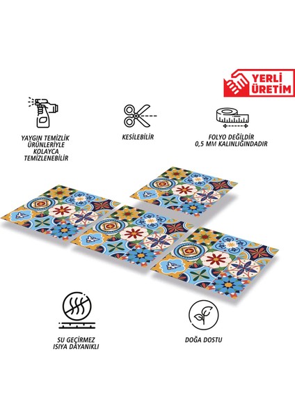 Kendinden Yapışkanlı Zambak Desenli Pvc Karo 30x30 cm 11 Adet 1m2