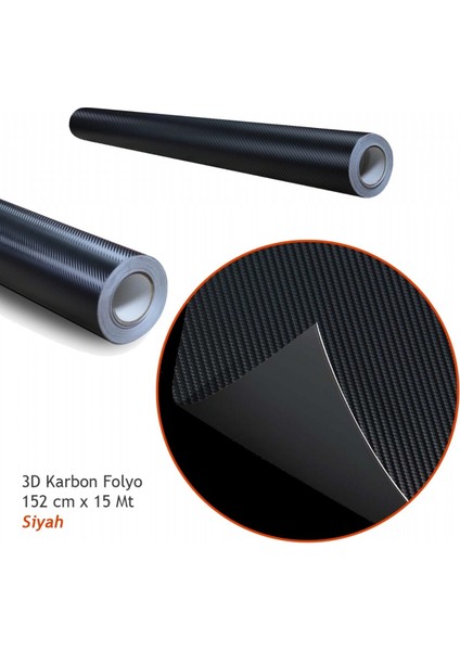 3D Karbon Kaplama Folyo 152 cm x 15 mt Siyah Hava Kanallı (170 Micron) fiyatları