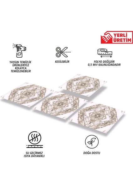 Kendinden Yapışkanlı Kesilebilir Mermer 014 Desenli Pvc Karo 30x30 Cm (56 Adet) 5m2