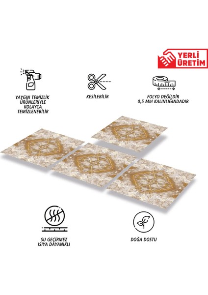 Kendinden Yapışkanlı Silinebilir Mermer 002 Desenli Pvc Karo 30X30 cm (56 Adet) 5m2