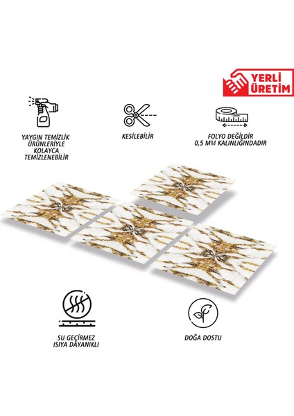 Kendinden Yapışkanlı Silinebilir Mermer 003 Desenli Pvc Karo 30X30 cm (56 Adet) 5m2