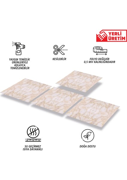 Kendinden Yapışkanlı Kesilebilir Mermer 019 Desenli Pvc Karo 30X30 cm (56 Adet) 5m2