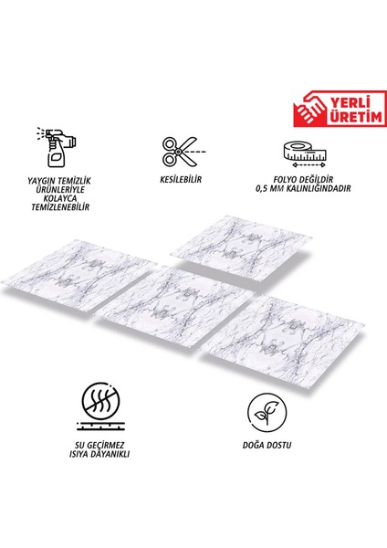 Kendinden Yapışkanlı Kesilebilir Mermer 013 Desenli Pvc Karo 30X30 cm (56 Adet) 5m2