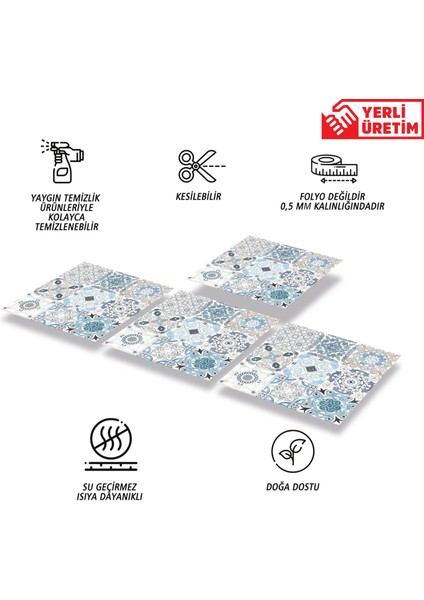 Kendinden Yapışkanlı Tezgah Arası Kaplama Retro 019 Desenli Pvc Karo 30X30 cm (56 Adet) 5m2 fiyatları