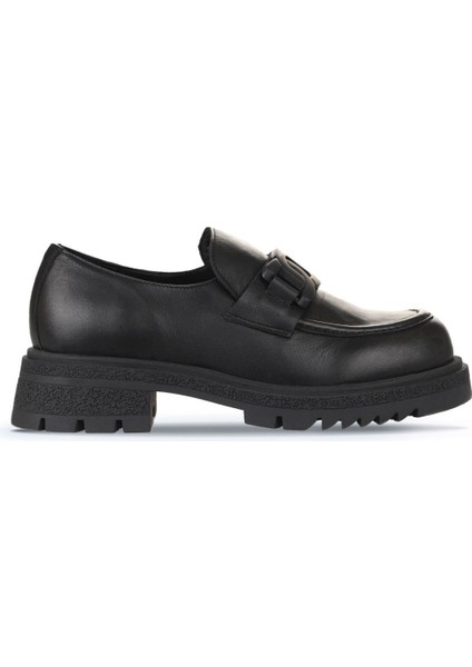 Siyah Deri Kadın Loafer 01WZ1404