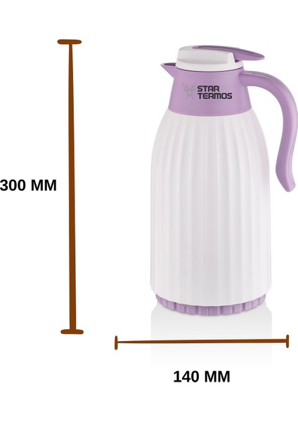 1.5 Lt Oluklu Gövde Cam Termos - LİLA