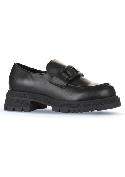 Siyah Deri Kadın Loafer 01WZ1404
