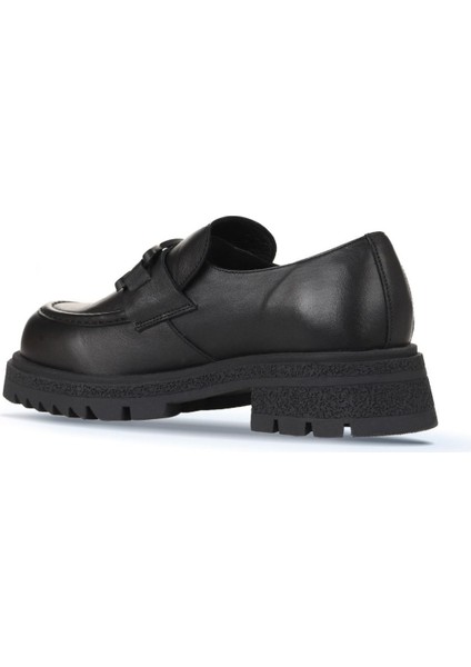 Siyah Deri Kadın Loafer 01WZ1404