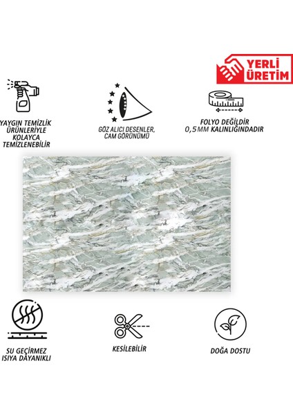 Kendinden Yapışkanlı Yeşil Agat Desenli Pvc Panel 41X62 cm (4 Adet) 1 M²