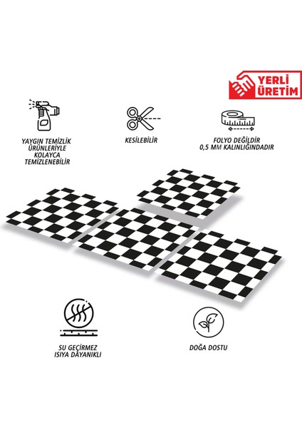 Kendinden Yapışkanlı Dama Desenli Pvc Karo 30X30 cm (56 Adet) 5m2