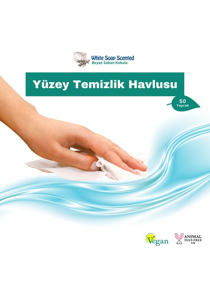 Iz Bırakmaz Yüzey Temizleme Havlusu Karbonat & Beyaz Sirke 50 Yaprak