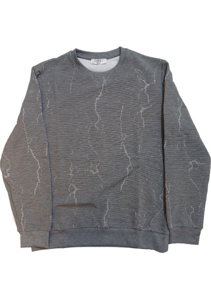 Mermer Desen Rahat Kalıp Sweatshirt