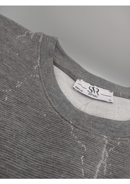 Mermer Desen Rahat Kalıp Sweatshirt indirimleri