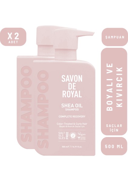 Shea Yağı Boyalı ve Kıvırcık Saçlar İçin Iyileşme Etkili Şampuan 500 ml x 2 Adet