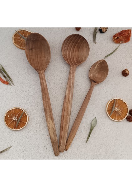 Ahşap Tahta Servis ve Sunum Kaşığı Seti - El Yapımı - Ceviz Ağacı