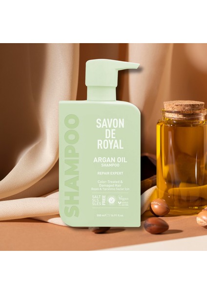 Argan Yağı İçeren Boyalı ve Yıpranmış Saçlar İçin Onarım Uzmanı Şampuan 500 ml x 2 Adet