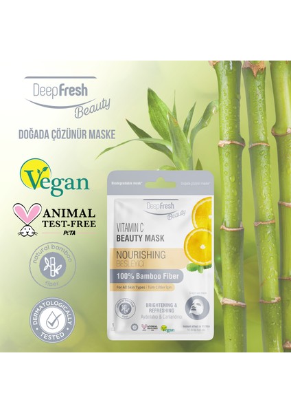 Deep Fresh Tek Kullanımlık C Vitamini Besleyici Aydınlatıcı ve Canlandırıcı Yüz Maskesi 3 Adet