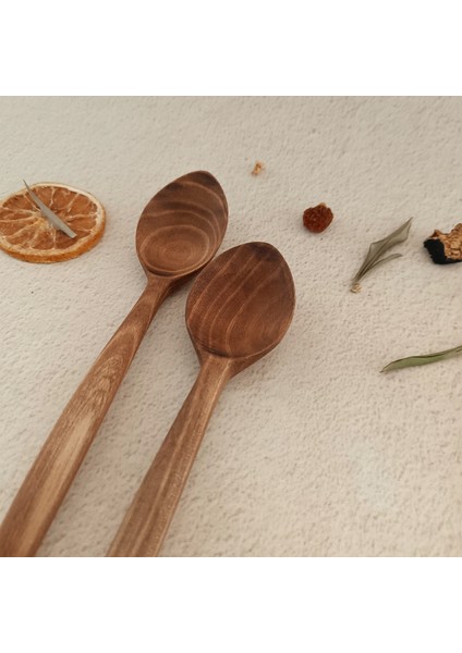 Ahşap Tahta Servis ve Sunum Kaşığı Seti - El Yapımı - Ceviz Ağacı - 24 cm fırsatları