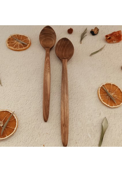 Ahşap Tahta Servis ve Sunum Kaşığı Seti - El Yapımı - Ceviz Ağacı - 24 cm indirimleri