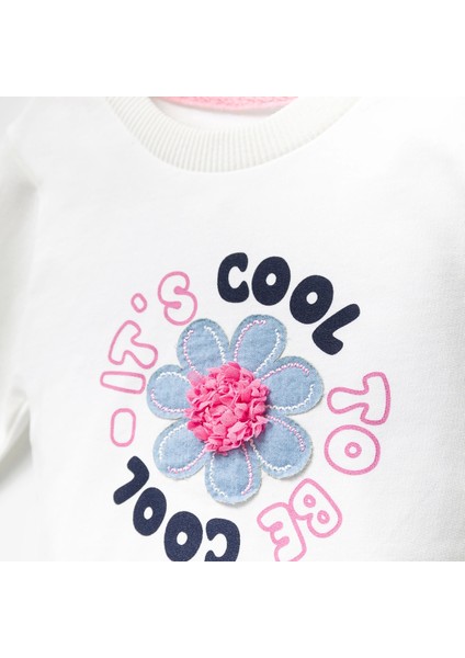 Jolbaby Çiçek Detaylı Kız Bebek Sweatshirt Bluz